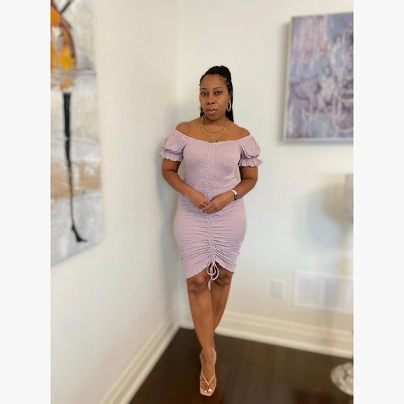 (NWT) Smocked Ruched Dress (Midi or Mini) - Lilac - Picture 5 of 9